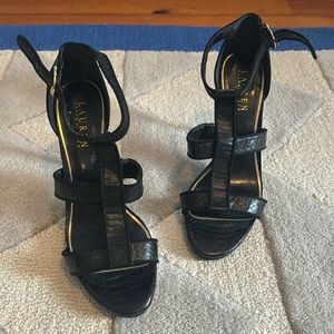 Ralph Lauren snake skin strapy heels/ sandals!